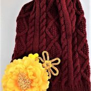 HAND DECORATED RED AND YELLOW FLOWERED BEANIE