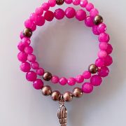 Handmade Choker Recycled Necklace & Semi-Precious Bracelets, & Small Purse (Pink Shades, White)