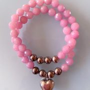 Handmade Choker Recycled Necklace & Semi-Precious Bracelets, & Small Purse (Beige, Peach, Pink)