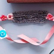 Handmade Choker Recycled Necklace & Semi-Precious Bracelets, & Small Purse (Beige, Peach, Pink)