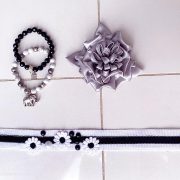 Handmade Choker Recycled Necklace & Semi-Precious Bracelets White, Black & Silver