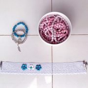 Handmade Choker Recycled Necklace & Semi-Precious Bracelets White, Blue & Silver