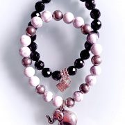 Handmade Choker Recycled Necklace & Semi-Precious Bracelets White, Black & Silver
