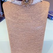 Handmade Choker Recycled Necklace & Semi-Precious Bracelets, & Small Purse (Cream/Ivory, Brown)