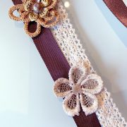 Handmade Choker Recycled Necklace & Semi-Precious Bracelets, & Small Purse (Cream/Ivory, Brown)