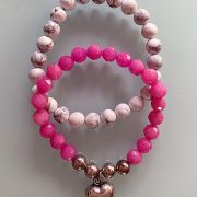 Handmade Choker Recycled Necklace & Semi-Precious Bracelets, & Small Purse (Pink White)