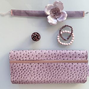 Handmade Choker Recycled Necklace & Semi-Precious Bracelets, & Small Purse (Silver, Grey & Ivory)