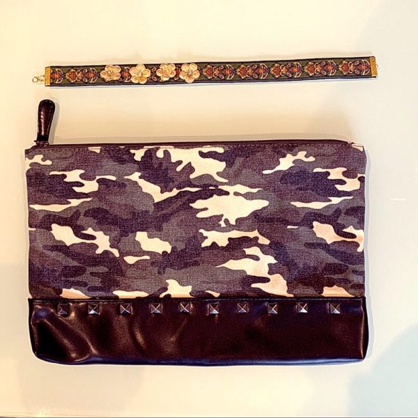 Recycled Handmade Necklace, Camouflage Matching Purse