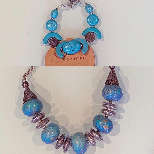 Adorable Natural Stones Set: 'Idaa' Necklace & Bracelet