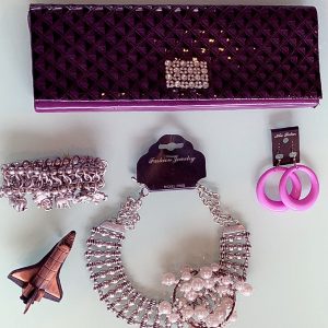 Adorable Bib 'Greater' Necklace, 'Lucky' Bracelets, Leatherette Bag & Matching Earrings