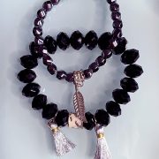 Feathered Craft 'Extravaganzaa' Necklace, Semi-Precious Bracelets & Matching Purse (Black & Silver)