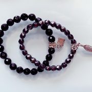 'Exquisita' Handmade Necklace, Semi-Precious Bracelets & Matching Purse (Black, Silver)