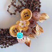 Recycled Handmade Floral 'Reveree' Necklace, Semi-Precious Bracelets & Matching Purse ( Beige, Peach, Transparent Ivory & Gold)