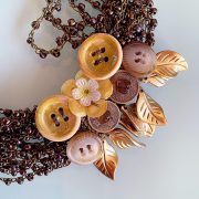 Recycled Handmade Floral 'Reveree' Necklace, Semi-Precious Bracelets & Matching Purse ( Beige, Peach, Transparent Ivory & Gold)